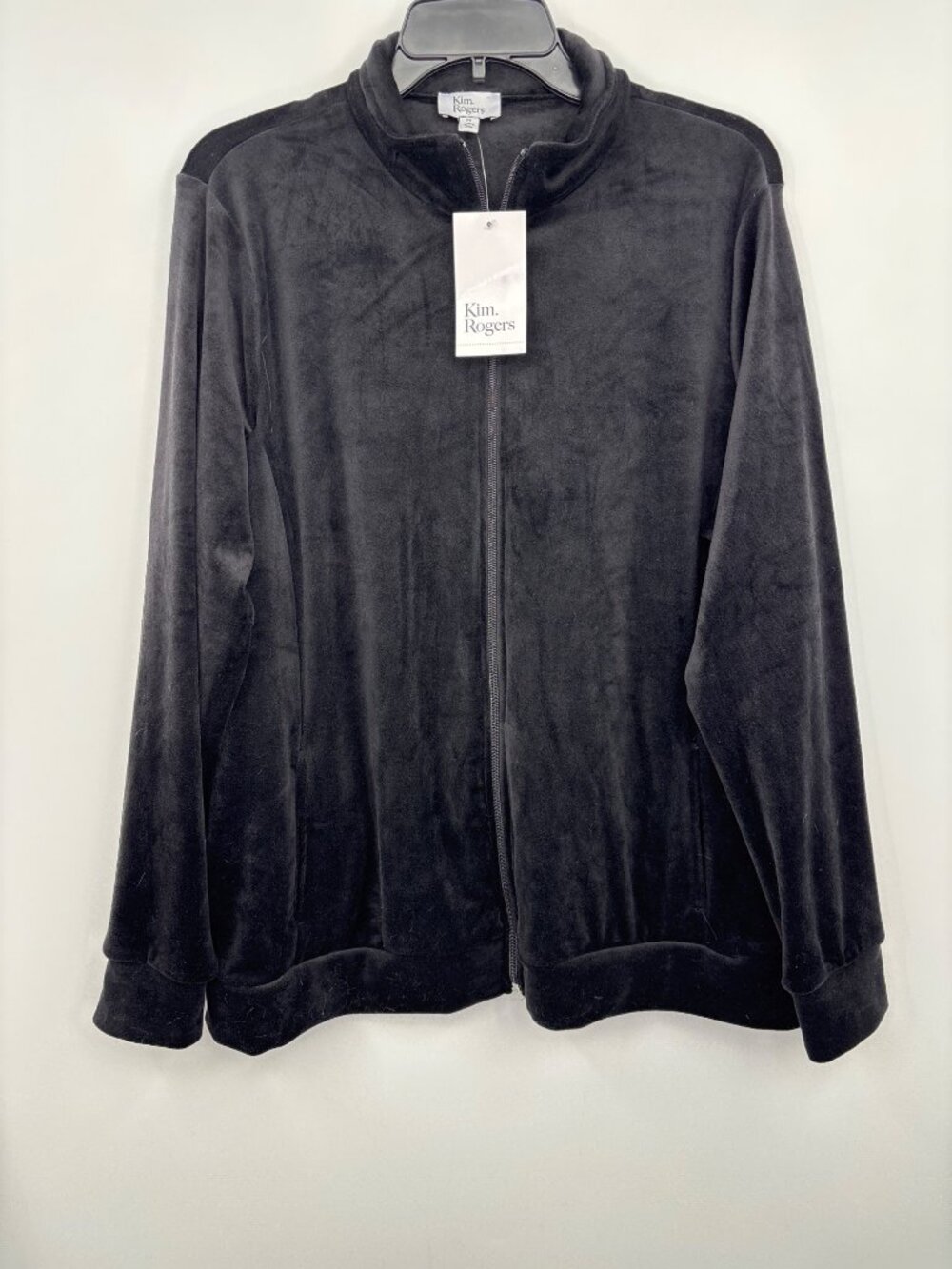 Kim Rogers Velvet Zip Jacket Black XL NEW